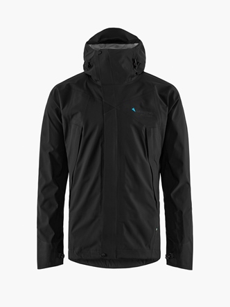Men's waterproof hooded  jacket Allgrön 2.0 in the color Black/Raven color with Klättermusen logo on the chest. 