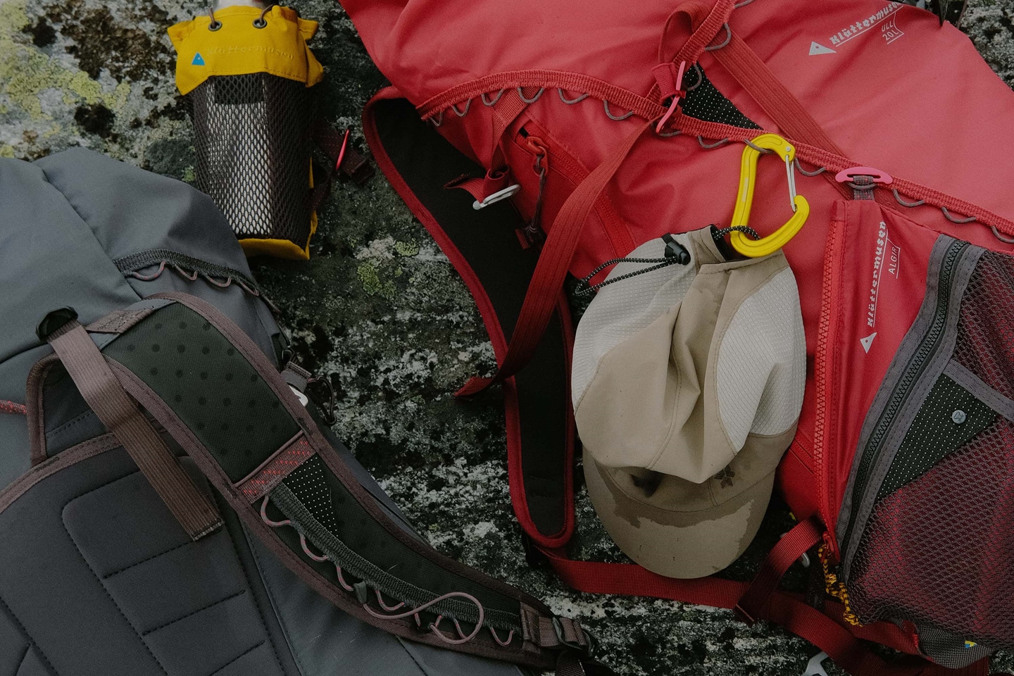 Close-up of Bottle Holder, Ull Backpack and Algir Accessory Bag