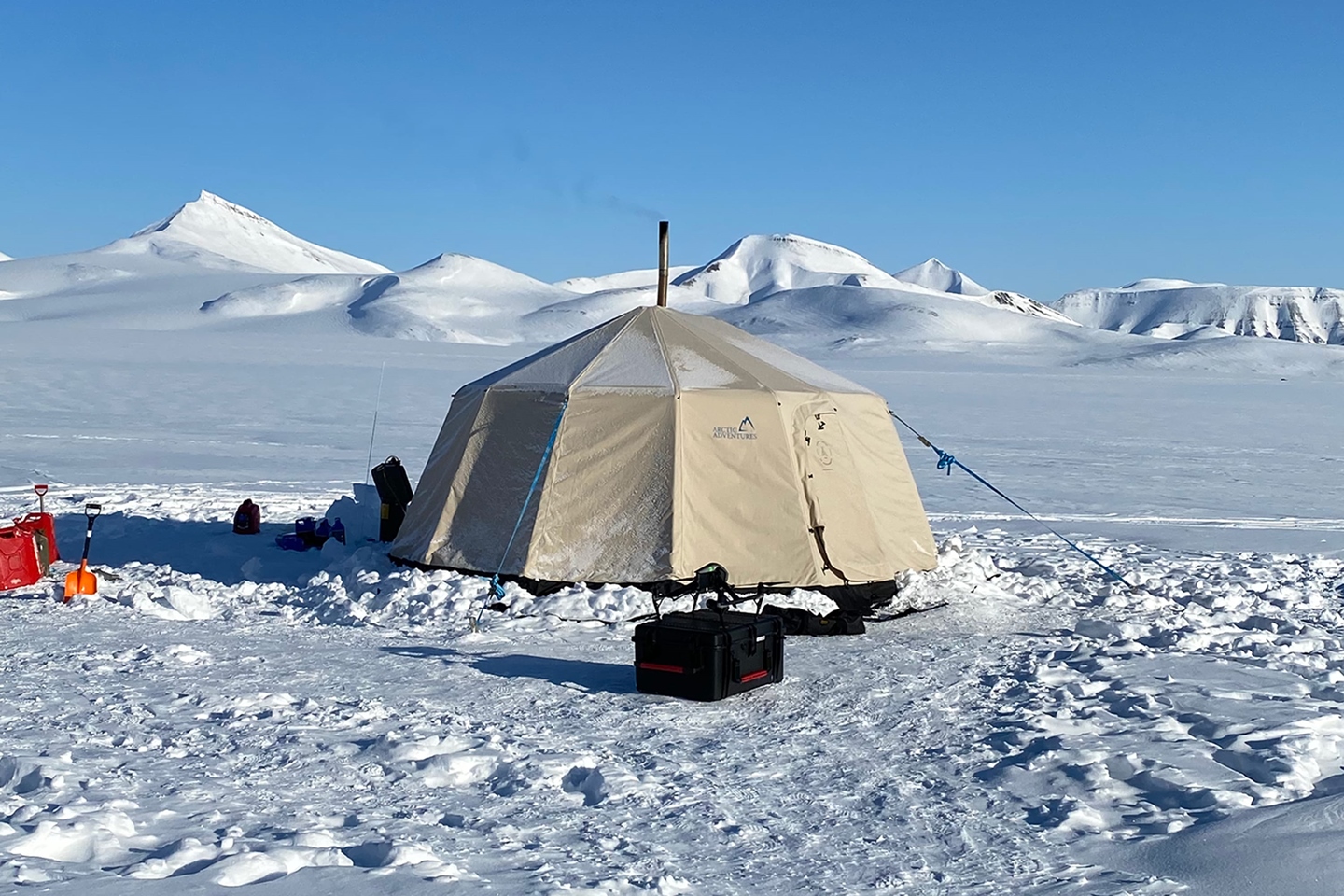 Camp site in the glaciers of Svalbard.
